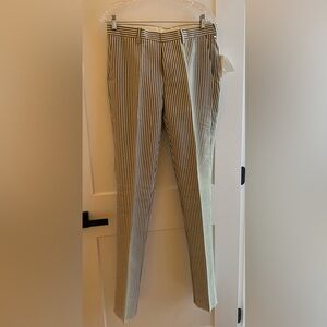Kent&Curwen Suit supply Grey White Stripe Wool Pants Trousers 30x36, NEW